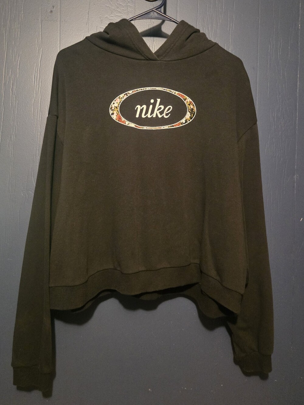 Nike Black Crewneck Hoodie with Floral Logo